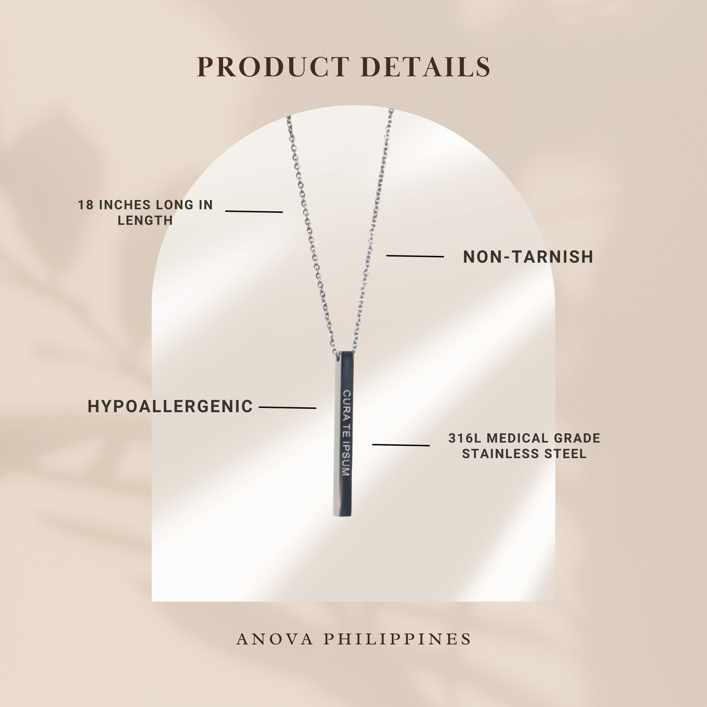 Per Aspera Ad Astra Bar Necklace