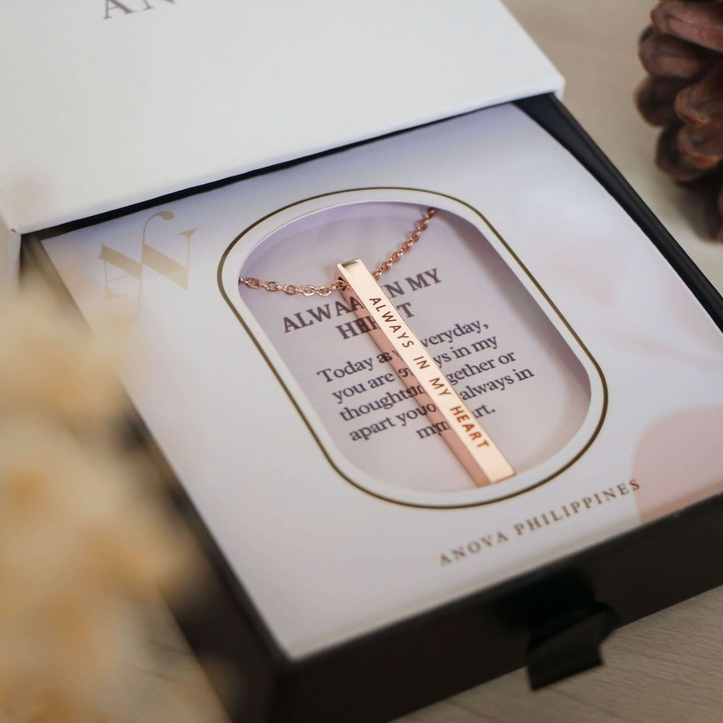 Always in My Heart Bar Necklace