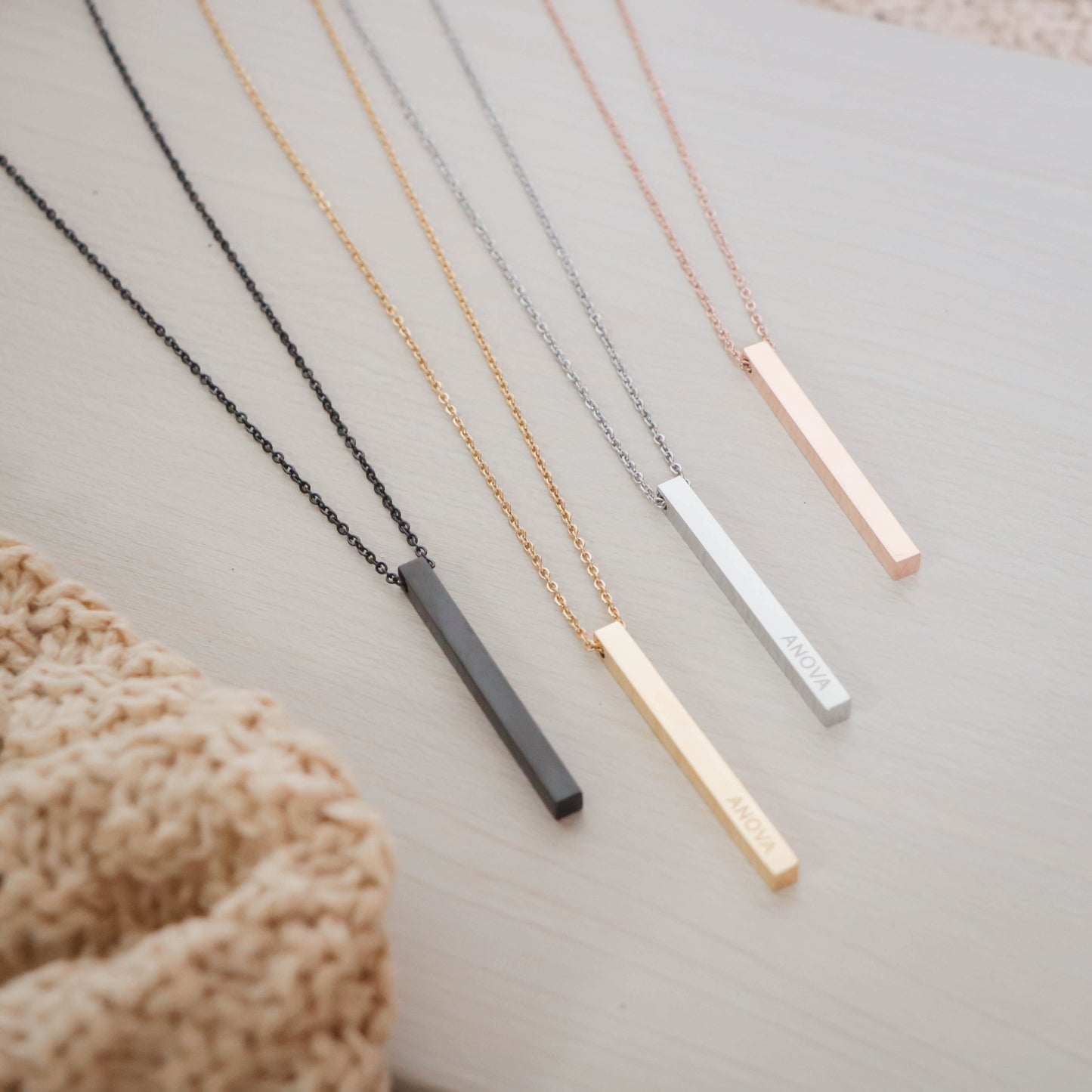 Hebrew 13:5 Bar Necklace