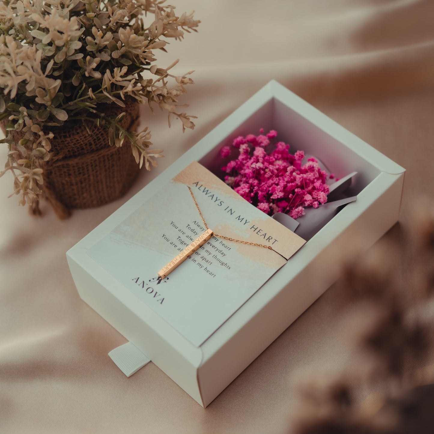 Always in My Heart Bar Necklace