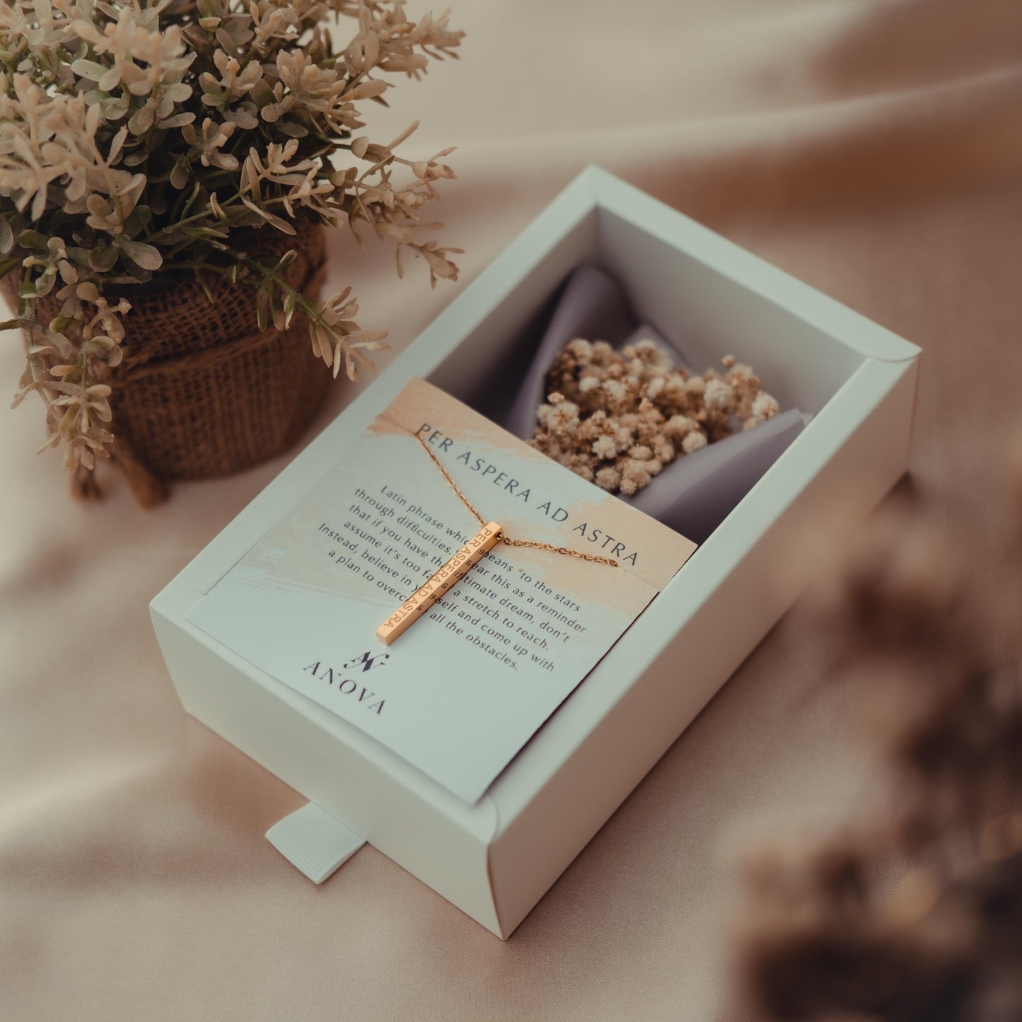 Per Aspera Ad Astra Bar Necklace