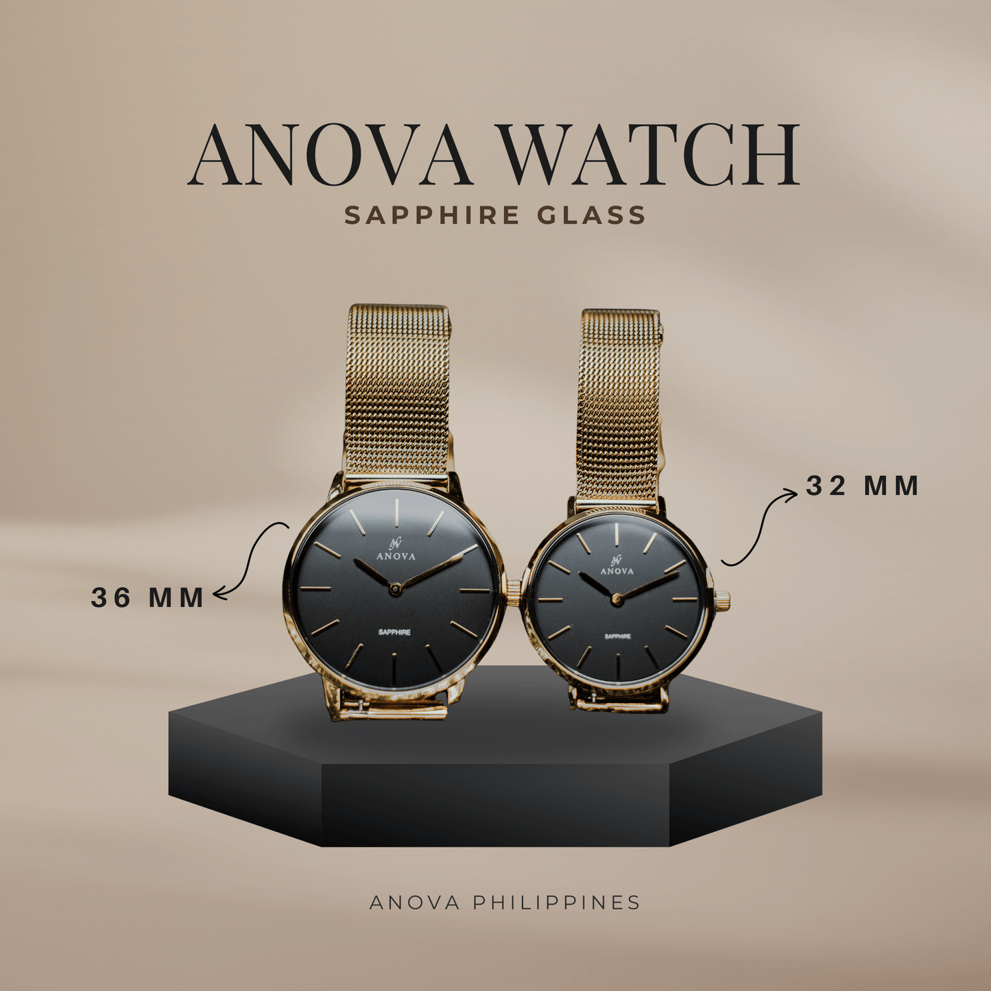 Anova Sapphire Watch ( Free Engraving + Free Leather Strap)