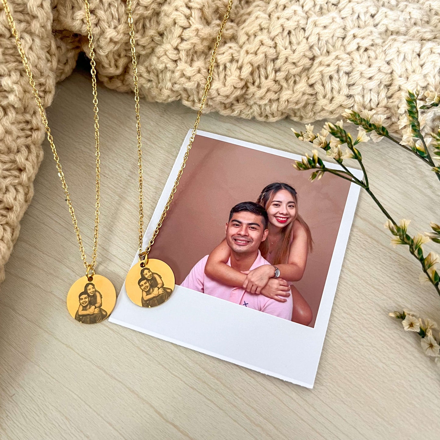 Photo Engraved Portrait Necklace Gift