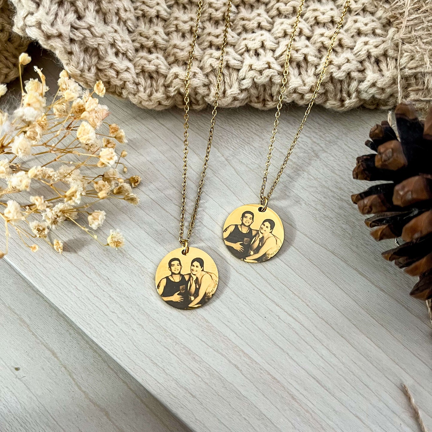 Photo Engraved Portrait Necklace Gift