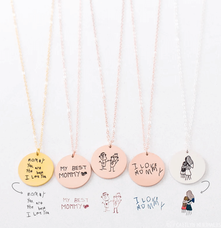 Kids Drawing Disc Necklace