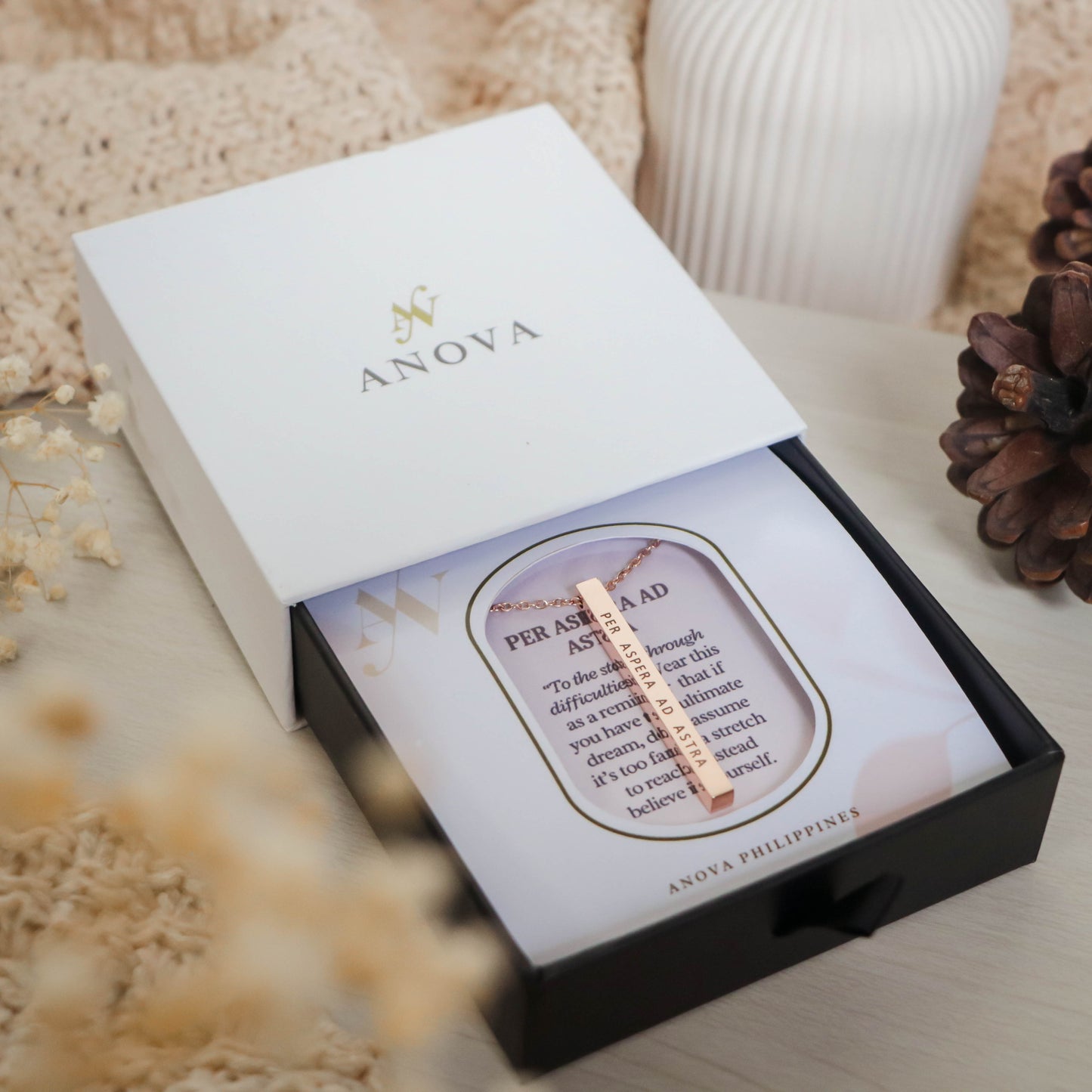 Per Aspera Ad Astra Bar Necklace