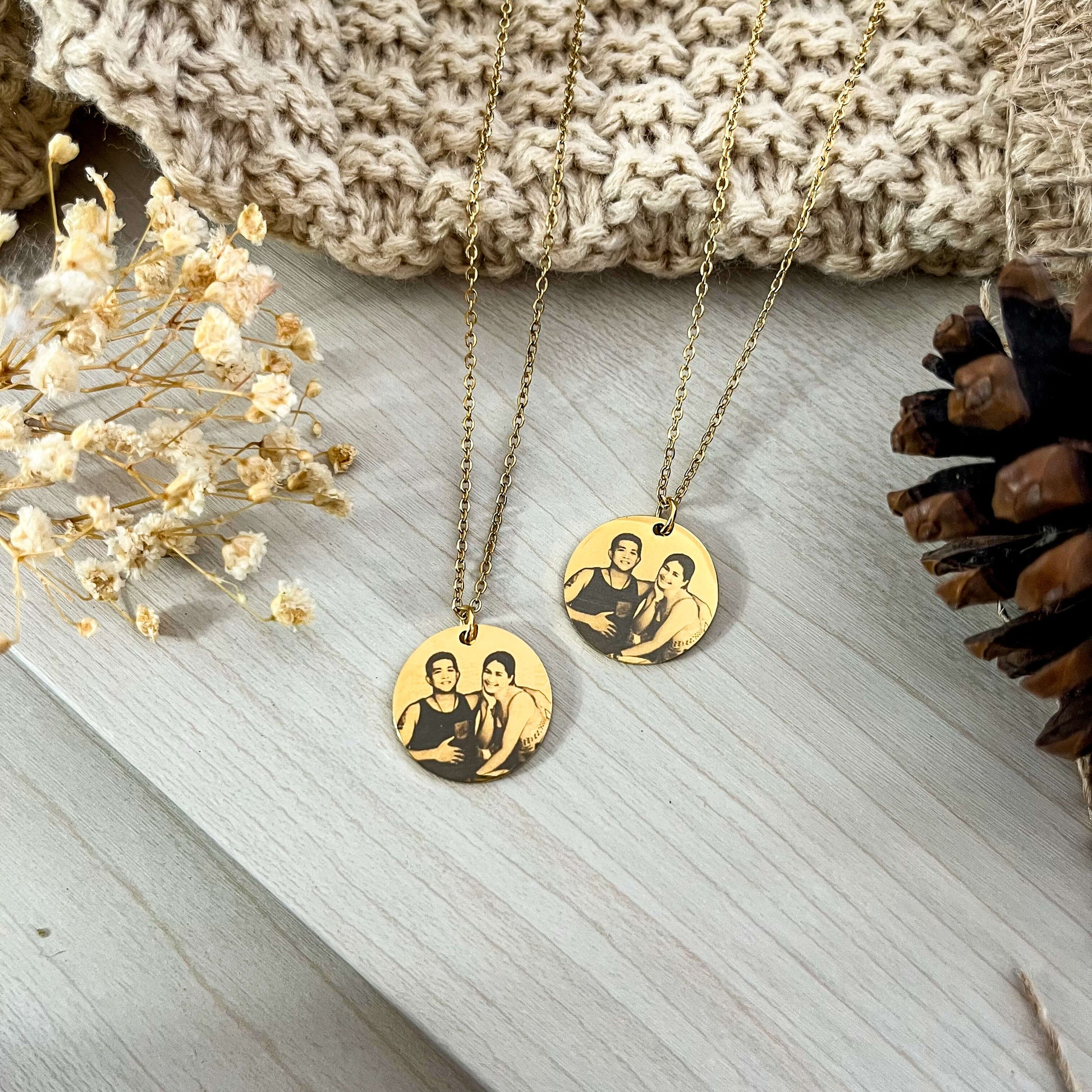 Portrait Necklace Disc Engraving