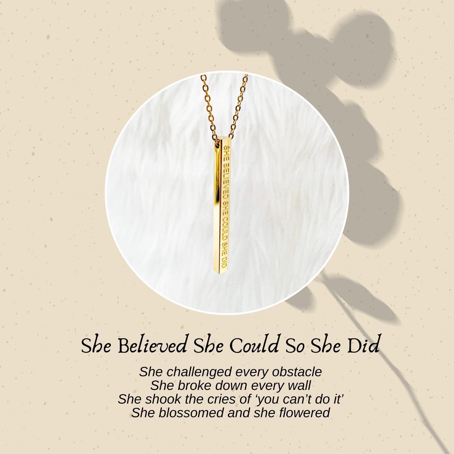 She Believed She Could So She Did Bar Necklace
